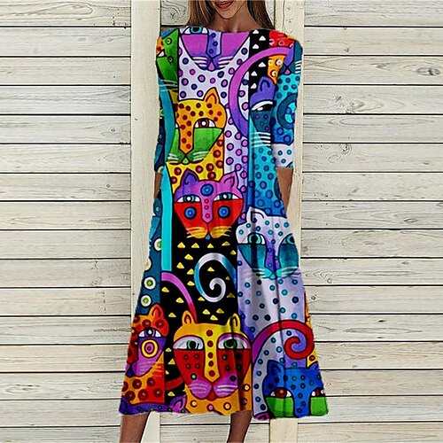 Robe mi-longue Femme Robe casual Manches 3/4 Hiver Automne Ruché Imprimer Abstrait Col Ras du Cou 2022 Violet S M L XL XXL 3XL
Robe mi-longue Femme Robe casual Manches 3/4 Hiver Automne Ruché Imprimer Abstrait Col Ras du Cou 2022 Violet S M L XL XXL 3XL