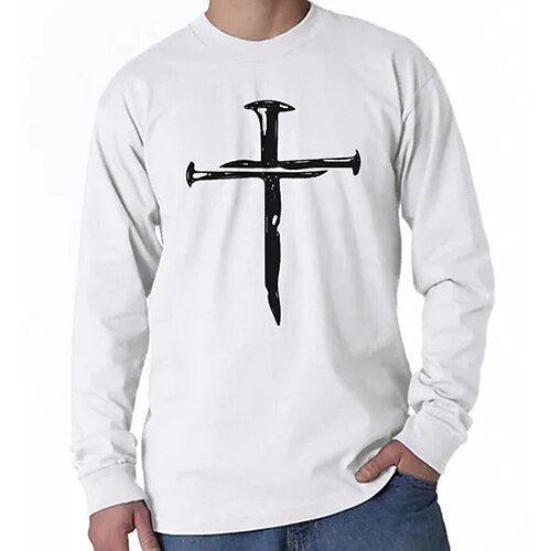 Men's Unisex T shirt Tee Hot Stamping Cross V Neck Street Casual Print Long Sleeve Tops Designer Simple Basic Casual White
Men's Unisex T shirt Tee Hot Stamping Cross V Neck Street Casual Print Long Sleeve Tops Designer Simple Basic Casual White