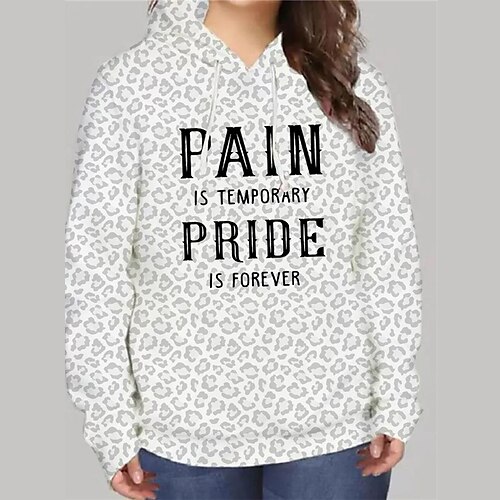 Women's Plus Size Tops Hoodie Sweatshirt Leopard Letter Print Long Sleeve Hooded Streetwear Daily Vacation Polyester Fall Winter Gray
Women's Plus Size Tops Hoodie Sweatshirt Leopard Letter Print Long Sleeve Hooded Streetwear Daily Vacation Polyester Fall Winter Gray