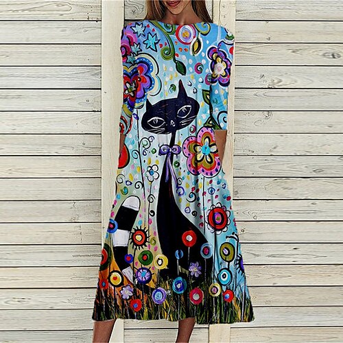 Women's Shift Dress Midi Dress Blue 3/4 Length Sleeve Floral Ruched Print Fall Spring Round Neck Casual Vacation 2022 S M L XL XXL 3XL
Women's Shift Dress Midi Dress Blue 3/4 Length Sleeve Floral Ruched Print Fall Spring Round Neck Casual Vacation 2022 S M L XL XXL 3XL