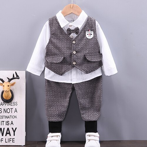 Kids Boys Suit Blazer Clothing Set 4 Pieces Long Sleeve Gray Brown Plaid Bow Formal Birthday Formal Gentle 1-5 Years
Kids Boys Suit Blazer Clothing Set 4 Pieces Long Sleeve Gray Brown Plaid Bow Formal Birthday Formal Gentle 1-5 Years