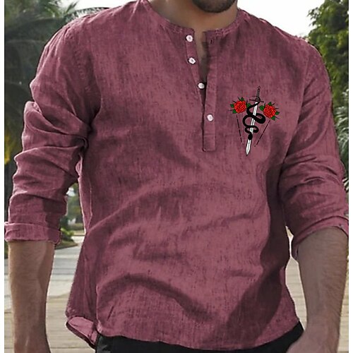 Men's Shirt Solid Color Snake Rose Round Neck Street Casual Button-Down Print Half Sleeve Tops Designer Casual Fashion Breathable Blue Red Beige / Summer
Men's Shirt Solid Color Snake Rose Round Neck Street Casual Button-Down Print Half Sleeve Tops Designer Casual Fashion Breathable Blue Red Beige / Summer