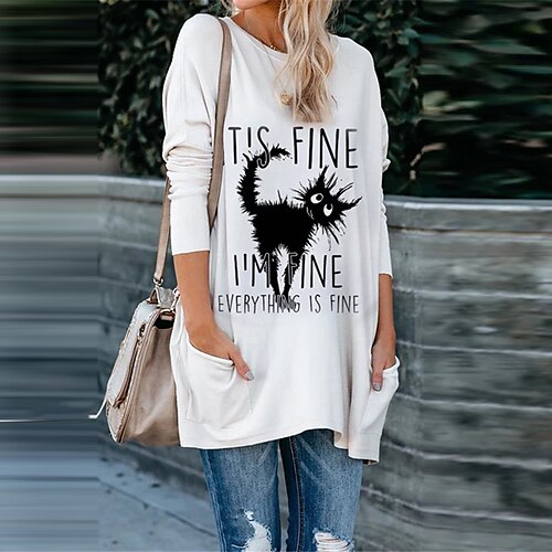 Women's Shift Dress Short Mini Dress White Long Sleeve Cat Letter Animal Pocket Print Fall Spring Crew Neck Casual Vacation 2022 S M L XL XXL 3XL
Women's Shift Dress Short Mini Dress White Long Sleeve Cat Letter Animal Pocket Print Fall Spring Crew Neck Casual Vacation 2022 S M L XL XXL 3XL