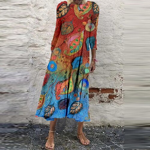 Women's Shift Dress Midi Dress Green Blue Red 3/4 Length Sleeve Print Ruched Print Fall Spring Round Neck Casual Vacation 2022 S M L XL XXL 3XL
Women's Shift Dress Midi Dress Green Blue Red 3/4 Length Sleeve Print Ruched Print Fall Spring Round Neck Casual Vacation 2022 S M L XL XXL 3XL