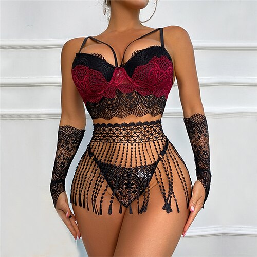 Dame Sexet lingeri Lingeri sæt 5 Dele Ren farve Kærester Varm Hjem Valentinsdag Polyester Remme Uden ærmer Åben ryg Forår Sommer Vin
Dame Sexet lingeri Lingeri sæt 5 Dele Ren farve Kærester Varm Hjem Valentinsdag Polyester Remme Uden ærmer Åben ryg Forår Sommer Vin