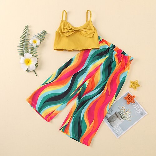 2 Pieces Kids Girls' Tank & Pants Clothing Set Outfit Geometric Sleeveless Bow Cotton Set Outdoor Active Daily Spring Summer 2-6 Years Yellow
2 Pieces Kids Girls' Tank & Pants Clothing Set Outfit Geometric Sleeveless Bow Cotton Set Outdoor Active Daily Spring Summer 2-6 Years Yellow