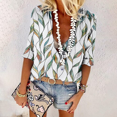 Women's Blouse Shirt Green Blue Black Leaves Button Print Long Sleeve Daily Weekend Streetwear Casual Shirt Collar Regular Floral S / 3D Print
Women's Blouse Shirt Green Blue Black Leaves Button Print Long Sleeve Daily Weekend Streetwear Casual Shirt Collar Regular Floral S / 3D Print