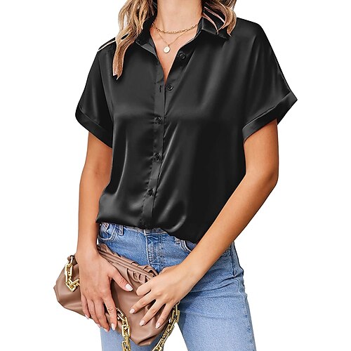 Women's Blouse Plain Daily Work Weekend Blouse Shirt Short Sleeve Button Shirt Collar Casual Streetwear Black Blue Brown S
Women's Blouse Plain Daily Work Weekend Blouse Shirt Short Sleeve Button Shirt Collar Casual Streetwear Black Blue Brown S