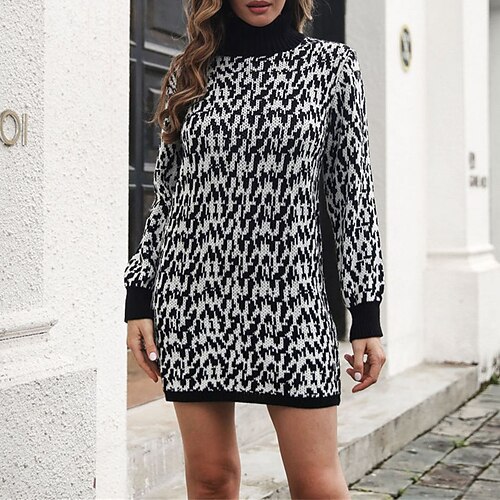Women's Dress Jumper Knit Tunic Knitted Geometric Turtleneck Stylish Elegant Daily Holiday Fall Winter Black S M L / Long Sleeve / Regular Fit / Going out
Women's Dress Jumper Knit Tunic Knitted Geometric Turtleneck Stylish Elegant Daily Holiday Fall Winter Black S M L / Long Sleeve / Regular Fit / Going out