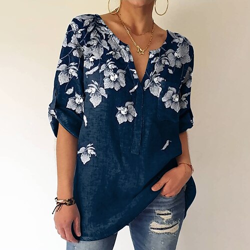 Women's Blouse Shirt Tunic Navy Blue Floral Button Pocket Long Sleeve Daily Weekend Streetwear Casual V Neck Long Floral S / Print
Women's Blouse Shirt Tunic Navy Blue Floral Button Pocket Long Sleeve Daily Weekend Streetwear Casual V Neck Long Floral S / Print