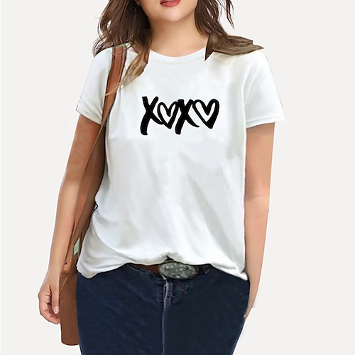 Women's Plus Size Tops T shirt Tee Letter Print Short Sleeve Crewneck Streetwear Daily Sports Cotton Spandex Jersey Spring Summer White
Women's Plus Size Tops T shirt Tee Letter Print Short Sleeve Crewneck Streetwear Daily Sports Cotton Spandex Jersey Spring Summer White