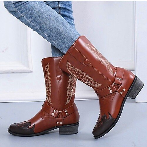 Women's Boots Daily Cowboy Boots Plus Size Mid Calf Boots Winter Embroidery Chunky Heel Round Toe Casual PU Leather Loafer Embroidered Dark Grey Light Brown Dark Brown
Women's Boots Daily Cowboy Boots Plus Size Mid Calf Boots Winter Embroidery Chunky Heel Round Toe Casual PU Leather Loafer Embroidered Dark Grey Light Brown Dark Brown