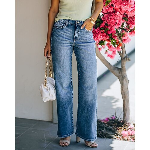Women's Flare Pants Trousers Jeans Denim Blue Mid Waist Fashion Casual Weekend Side Pockets Micro-elastic Full Length Comfort Solid Color S M L XL 2XL
Women's Flare Pants Trousers Jeans Denim Blue Mid Waist Fashion Casual Weekend Side Pockets Micro-elastic Full Length Comfort Solid Color S M L XL 2XL
