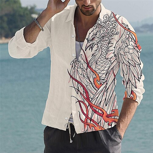 Men's Shirt 3D Print Phoenix Turndown Street Casual Button-Down Print Long Sleeve Tops Casual Fashion Breathable Blue Beige
Men's Shirt 3D Print Phoenix Turndown Street Casual Button-Down Print Long Sleeve Tops Casual Fashion Breathable Blue Beige