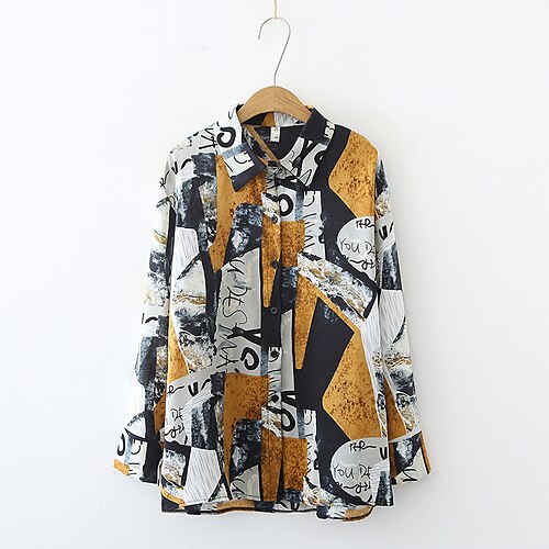 Women's Shirt Yellow Green Graphic Print Long Sleeve Casual Daily Vintage Casual Shirt Collar Geometric S
Women's Shirt Yellow Green Graphic Print Long Sleeve Casual Daily Vintage Casual Shirt Collar Geometric S