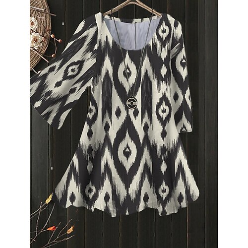 Women's Plus Size Tops Blouse Shirt Graphic Patterned Print 3/4 Length Sleeve Crewneck Streetwear Going out Polyester Summer Black And White Maroon
Women's Plus Size Tops Blouse Shirt Graphic Patterned Print 3/4 Length Sleeve Crewneck Streetwear Going out Polyester Summer Black And White Maroon
