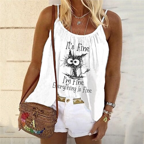 Women's Plus Size Tops Tank Top Cat Letter Print Sleeveless Strap Streetwear Daily Holiday Cotton Spandex Jersey Spring Summer Green White
Women's Plus Size Tops Tank Top Cat Letter Print Sleeveless Strap Streetwear Daily Holiday Cotton Spandex Jersey Spring Summer Green White