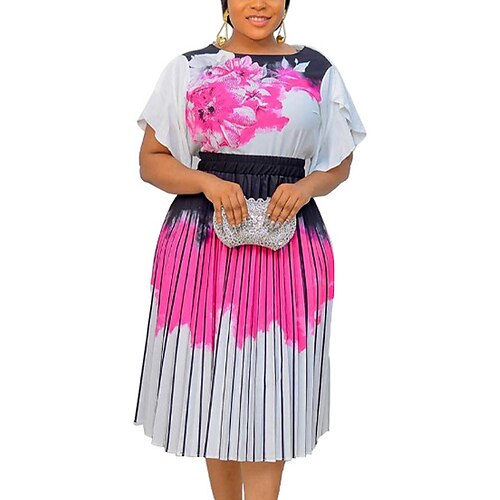 Women's Plus Size Casual Dress Floral Crew Neck Ruched Short Sleeve Fall Spring Casual Midi Dress Daily Vacation Dress / Print
Women's Plus Size Casual Dress Floral Crew Neck Ruched Short Sleeve Fall Spring Casual Midi Dress Daily Vacation Dress / Print