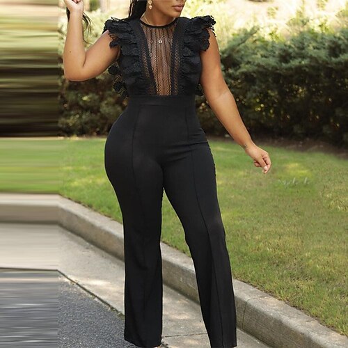 Mujer Mono Encaje Volante Color sólido Cuello Barco Ropa de calle Calle Noche Ajuste regular Sin Mangas Negro S M L Primavera
Mujer Mono Encaje Volante Color sólido Cuello Barco Ropa de calle Calle Noche Ajuste regular Sin Mangas Negro S M L Primavera