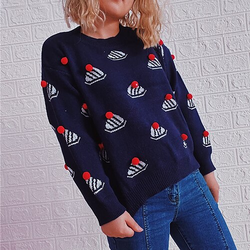 Women's Pullover Sweater Jumper Ribbed Knit Knitted Print Crew Neck Stylish Soft Christmas Going out Fall Winter Red Navy Blue S M L / Long Sleeve
Women's Pullover Sweater Jumper Ribbed Knit Knitted Print Crew Neck Stylish Soft Christmas Going out Fall Winter Red Navy Blue S M L / Long Sleeve