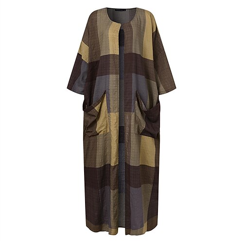 Women's Shirt Dress Maxi long Dress Blue Yellow Red Long Sleeve Plaid Ruched Spring Summer Round Neck Casual 2022 S M L XL XXL 3XL
Women's Shirt Dress Maxi long Dress Blue Yellow Red Long Sleeve Plaid Ruched Spring Summer Round Neck Casual 2022 S M L XL XXL 3XL
