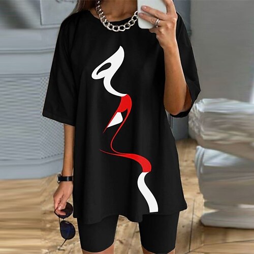 Women's Loungewear Sets Nighty 2 Pieces Lip Stripe Sport Comfort Home Daily Polyester Crew Neck Short Sleeve Shorts Spring Summer Purple Orange
Women's Loungewear Sets Nighty 2 Pieces Lip Stripe Sport Comfort Home Daily Polyester Crew Neck Short Sleeve Shorts Spring Summer Purple Orange