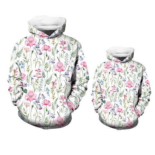 Mommy and Me Hoodie Floral Sports Outdoor Print White Dark Blue Long Sleeve Active Matching Outfits
Mommy and Me Hoodie Floral Sports Outdoor Print White Dark Blue Long Sleeve Active Matching Outfits