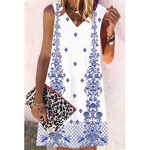 Women's Shift Dress Short Mini Dress Blue Navy Blue Sleeveless Floral Print Spring Summer V Neck Casual Vacation 2022 S M L XL XXL 3XL
Women's Shift Dress Short Mini Dress Blue Navy Blue Sleeveless Floral Print Spring Summer V Neck Casual Vacation 2022 S M L XL XXL 3XL