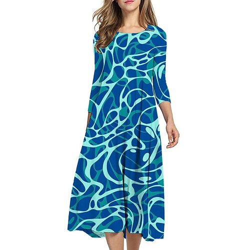 Women's Shift Dress Midi Dress Blue 3/4 Length Sleeve Color Gradient Ruched Print Fall Spring Round Neck Casual Vacation 2022 S M L XL XXL 3XL
Women's Shift Dress Midi Dress Blue 3/4 Length Sleeve Color Gradient Ruched Print Fall Spring Round Neck Casual Vacation 2022 S M L XL XXL 3XL
