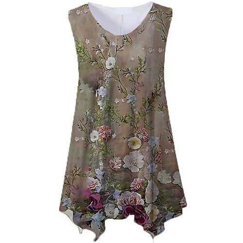 Women's Plus Size Tops Tank Top Floral Print Sleeveless Crewneck Streetwear Daily Holiday Cotton Spandex Jersey Spring Summer Brown Beige
Women's Plus Size Tops Tank Top Floral Print Sleeveless Crewneck Streetwear Daily Holiday Cotton Spandex Jersey Spring Summer Brown Beige