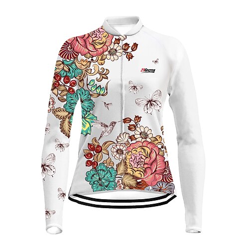 21Grams Women's Cycling Jersey Long Sleeve Bike Top with 3 Rear Pockets Mountain Bike MTB Road Bike Cycling Breathable Quick Dry Moisture Wicking White Butterfly Floral Botanical Spandex Polyester
21Grams Women's Cycling Jersey Long Sleeve Bike Top with 3 Rear Pockets Mountain Bike MTB Road Bike Cycling Breathable Quick Dry Moisture Wicking White Butterfly Floral Botanical Spandex Polyester