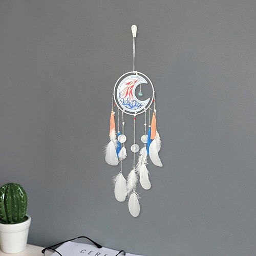 Moon Dream Catcher Handmade Gift Feather Koi Embroidery Wind Chime Ornament Wall Hanging Decor Art Boho Style 1565cm
Moon Dream Catcher Handmade Gift Feather Koi Embroidery Wind Chime Ornament Wall Hanging Decor Art Boho Style 1565cm