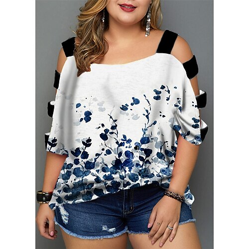 Women's Plus Size Tops Blouse Shirt Floral Cut Out Print Half Sleeve V Neck Streetwear Daily Going out Polyester Spring Summer Green White
Women's Plus Size Tops Blouse Shirt Floral Cut Out Print Half Sleeve V Neck Streetwear Daily Going out Polyester Spring Summer Green White