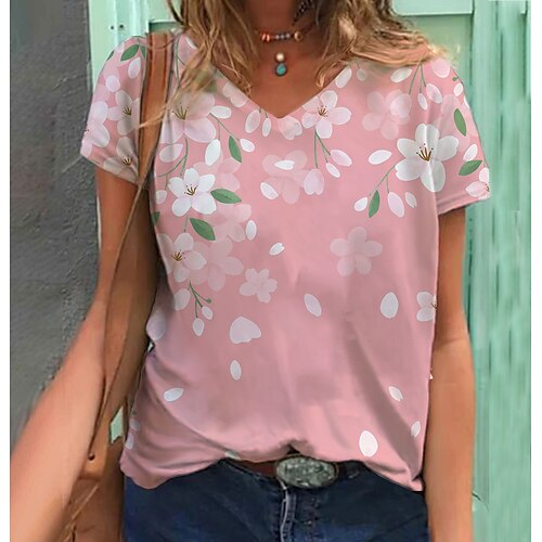 Women's T shirt Tee Flower Casual Floral T shirt Tee Short Sleeve Print V Neck Vintage Green S / 3D Print
Women's T shirt Tee Flower Casual Floral T shirt Tee Short Sleeve Print V Neck Vintage Green S / 3D Print