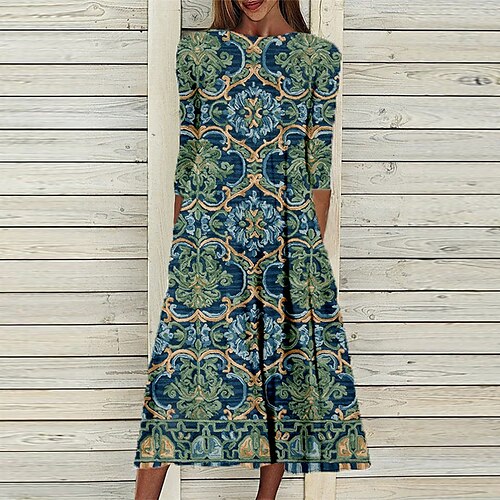 Mulheres Vestido casual Vestido de turno Vestido midi Verde Azul Manga 3/4 Floral Franzido Inverno Outono Gola Redonda 2022 S M L XL XXL 3XL
Mulheres Vestido casual Vestido de turno Vestido midi Verde Azul Manga 3/4 Floral Franzido Inverno Outono Gola Redonda 2022 S M L XL XXL 3XL