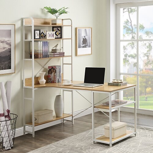 scrivania del computer dell'ufficio domestico struttura in acciaio e scheda mdf/scaffale aperto a 5 livelli/molto spazio di archiviazione (natura)
scrivania del computer dell'ufficio domestico struttura in acciaio e scheda mdf/scaffale aperto a 5 livelli/molto spazio di archiviazione (natura)