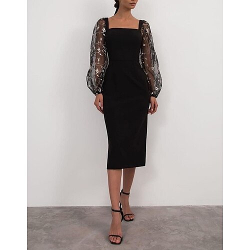 Women's Party Dress Lace Dress Sheath Dress Midi Dress Black White Long Sleeve Floral Lace Winter Fall Spring Square Neck Mature Party Winter Dress Fall Dress 2022 S M L XL
Women's Party Dress Lace Dress Sheath Dress Midi Dress Black White Long Sleeve Floral Lace Winter Fall Spring Square Neck Mature Party Winter Dress Fall Dress 2022 S M L XL