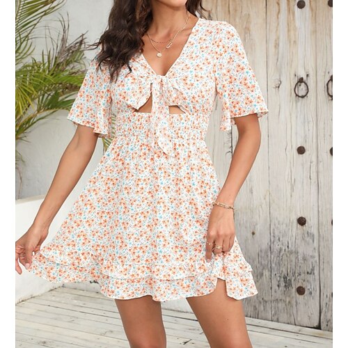 Women's A Line Dress Short Mini Dress Beige Half Sleeve Floral Patchwork Print Summer V Neck Stylish Casual Fashion 2022 S M L XL
Women's A Line Dress Short Mini Dress Beige Half Sleeve Floral Patchwork Print Summer V Neck Stylish Casual Fashion 2022 S M L XL