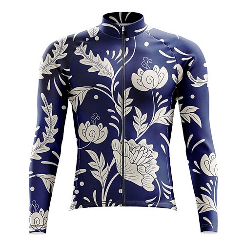 21Grams Men's Cycling Jersey Long Sleeve Bike Top with 3 Rear Pockets Mountain Bike MTB Road Bike Cycling Breathable Quick Dry Moisture Wicking Reflective Strips Dark Blue Floral Botanical Polyester
21Grams Men's Cycling Jersey Long Sleeve Bike Top with 3 Rear Pockets Mountain Bike MTB Road Bike Cycling Breathable Quick Dry Moisture Wicking Reflective Strips Dark Blue Floral Botanical Polyester