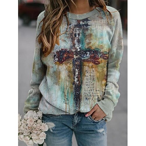 Women's Sweatshirt Pullover Casual Print Gray Letter Loose Fit Round Neck Long Sleeve Cotton S M L XL XXL 3XL / 3D Print
Women's Sweatshirt Pullover Casual Print Gray Letter Loose Fit Round Neck Long Sleeve Cotton S M L XL XXL 3XL / 3D Print