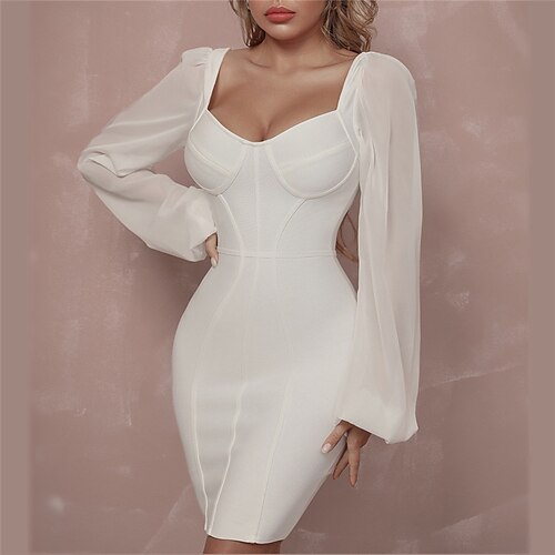 Mulheres Vestido de festa Vestido espartilho Tubinho Minivestido Branco Manga Longa Cor imaculada Franzido Inverno Outono Primavera Decote Quadrado quente Roupa de inverno Vestido de outono vestido
Mulheres Vestido de festa Vestido espartilho Tubinho Minivestido Branco Manga Longa Cor imaculada Franzido Inverno Outono Primavera Decote Quadrado quente Roupa de inverno Vestido de outono vestido