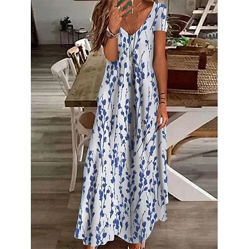 Women's Shift Dress Maxi long Dress Blue Purple Rainbow Short Sleeve Floral Pocket Print Spring Summer V Neck Elegant Casual Vacation 2022 S M L XL XXL 3XL
Women's Shift Dress Maxi long Dress Blue Purple Rainbow Short Sleeve Floral Pocket Print Spring Summer V Neck Elegant Casual Vacation 2022 S M L XL XXL 3XL