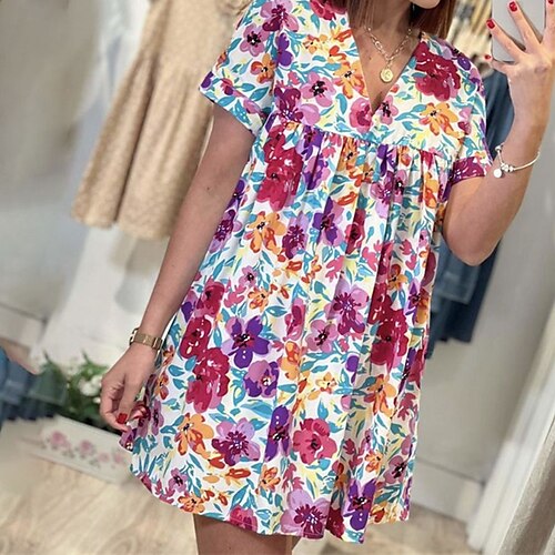Women's A Line Dress Short Mini Dress Purple Fuchsia Red Short Sleeve Floral Backless Print Spring Summer V Neck Stylish Casual 2022 S M L XL XXL
Women's A Line Dress Short Mini Dress Purple Fuchsia Red Short Sleeve Floral Backless Print Spring Summer V Neck Stylish Casual 2022 S M L XL XXL