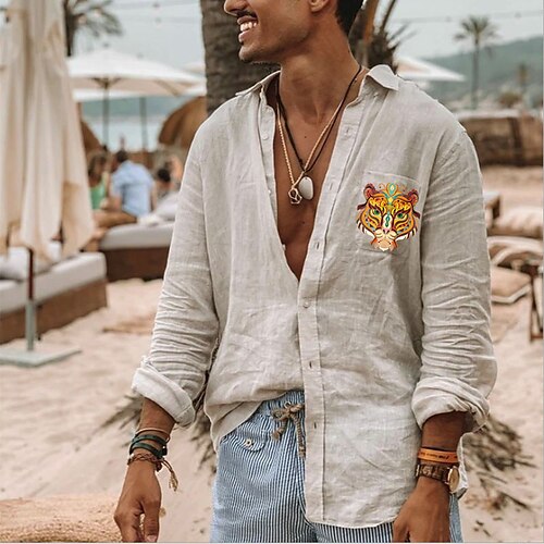 Men's Shirt Graphic Patterned Solid Color Lion Turndown Casual Daily Button-Down Print Long Sleeve Tops Casual Exaggerated Green White
Men's Shirt Graphic Patterned Solid Color Lion Turndown Casual Daily Button-Down Print Long Sleeve Tops Casual Exaggerated Green White