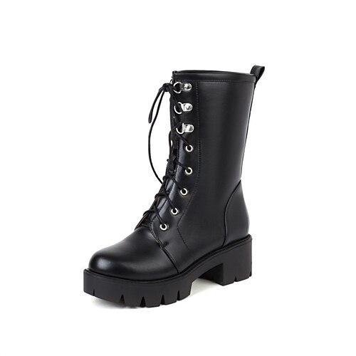 Women's Boots Combat Boots Lace Up Boots Booties Ankle Boots Lace-up Chunky Heel Round Toe Minimalism Daily PU Leather Lace-up Fall Winter Solid Colored Dark Brown Black
Women's Boots Combat Boots Lace Up Boots Booties Ankle Boots Lace-up Chunky Heel Round Toe Minimalism Daily PU Leather Lace-up Fall Winter Solid Colored Dark Brown Black