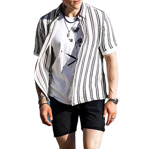 Men's Shirt Striped Turndown Street Daily Button-Down Short Sleeve Tops Casual Fashion Comfortable Black / White
Men's Shirt Striped Turndown Street Daily Button-Down Short Sleeve Tops Casual Fashion Comfortable Black / White