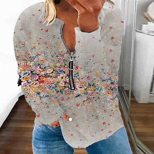 Women's Plus Size Tops Pullover Sweatshirt Floral Zipper Print Long Sleeve Round Neck Streetwear Daily Vacation Polyester Fall Spring Gray
Women's Plus Size Tops Pullover Sweatshirt Floral Zipper Print Long Sleeve Round Neck Streetwear Daily Vacation Polyester Fall Spring Gray