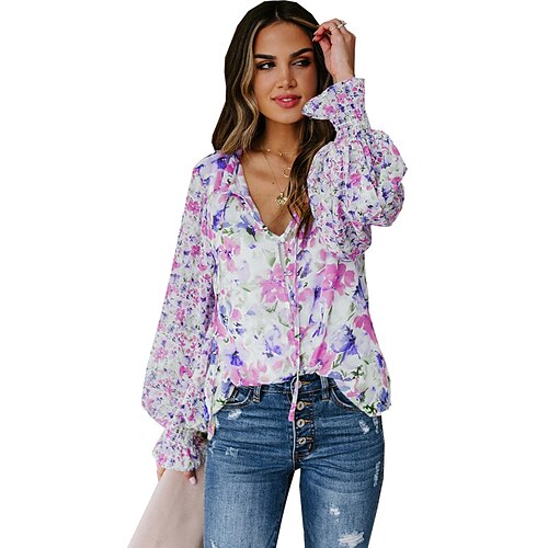 Chemise Chemisier Femme Jaune Rose Claire Bleu Floral Lacet Imprimer manche longue Bureau Travail Vêtement de rue Décontractées Col V Normal Standard Fleur S
Chemise Chemisier Femme Jaune Rose Claire Bleu Floral Lacet Imprimer manche longue Bureau Travail Vêtement de rue Décontractées Col V Normal Standard Fleur S