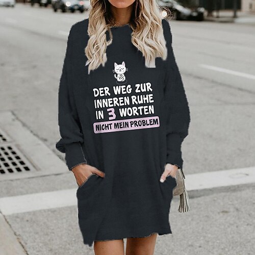 Women's Shift Dress Short Mini Dress Black Long Sleeve Fall Cat Letter Animal Pocket Print Fall Winter Hooded Casual 2022 S M L XL XXL 3XL
Women's Shift Dress Short Mini Dress Black Long Sleeve Fall Cat Letter Animal Pocket Print Fall Winter Hooded Casual 2022 S M L XL XXL 3XL