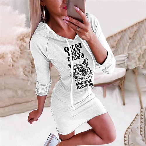 Women's Bodycon Short Mini Dress White Long Sleeve Cat Letter Animal Print Fall Spring Hooded Fashion 2022 S M L XL XXL 3XL
Women's Bodycon Short Mini Dress White Long Sleeve Cat Letter Animal Print Fall Spring Hooded Fashion 2022 S M L XL XXL 3XL